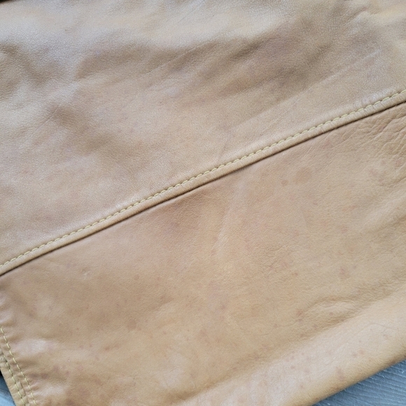 Vintage 70s Western Boho Camel Tan Honey Butterscotch Leather Custom Made Skirt - Picture 4 of 8